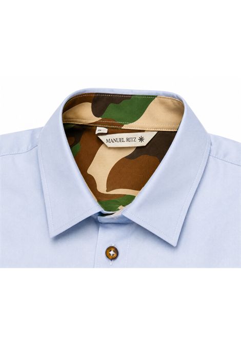 Camicia con logo ricamato MANUEL RITZ | MR4546AZZURRO